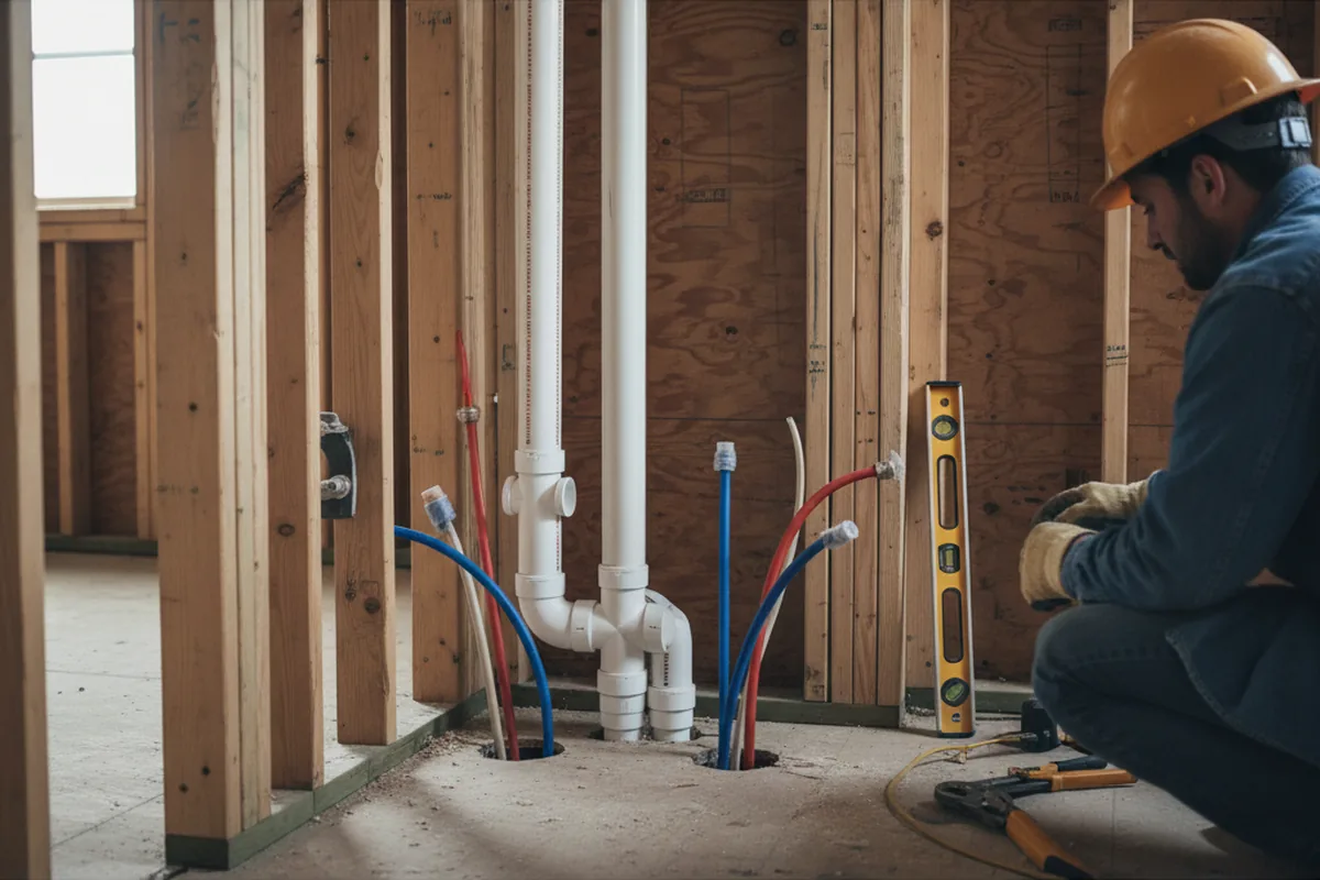 Drain and supply rough-in during Drain Cleaning in Hookstown