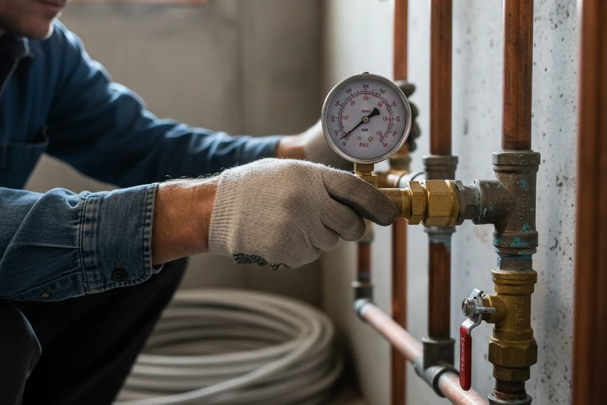 Pressure testing a repaired line during Water Line Repair in Hookstown